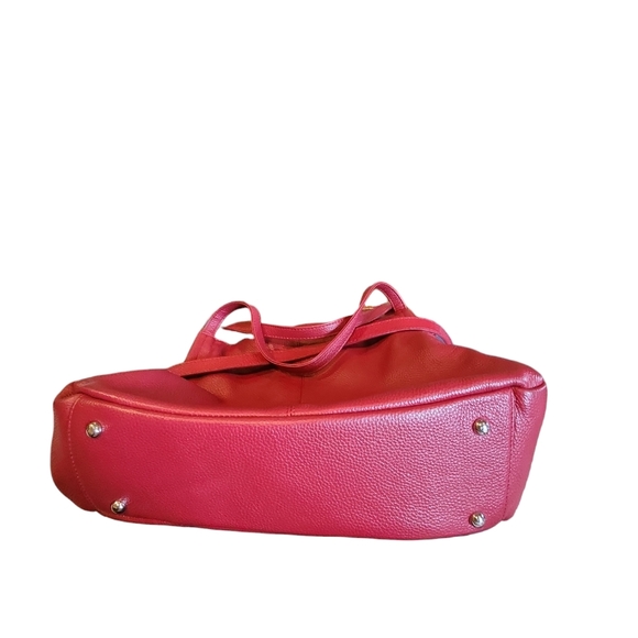 NWOT HESHE GORGEOUS RED PEBBLED LEATHER LARGE SHOULDER/CROSSBODY BAG - Picture 3 of 7